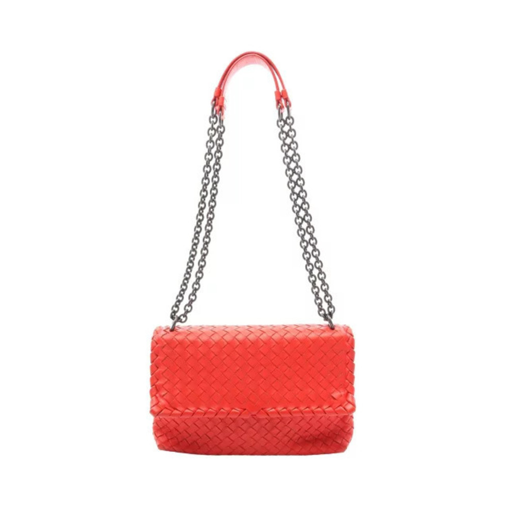 Bottega Veneta Olympia Shoulder Bag Leather Red